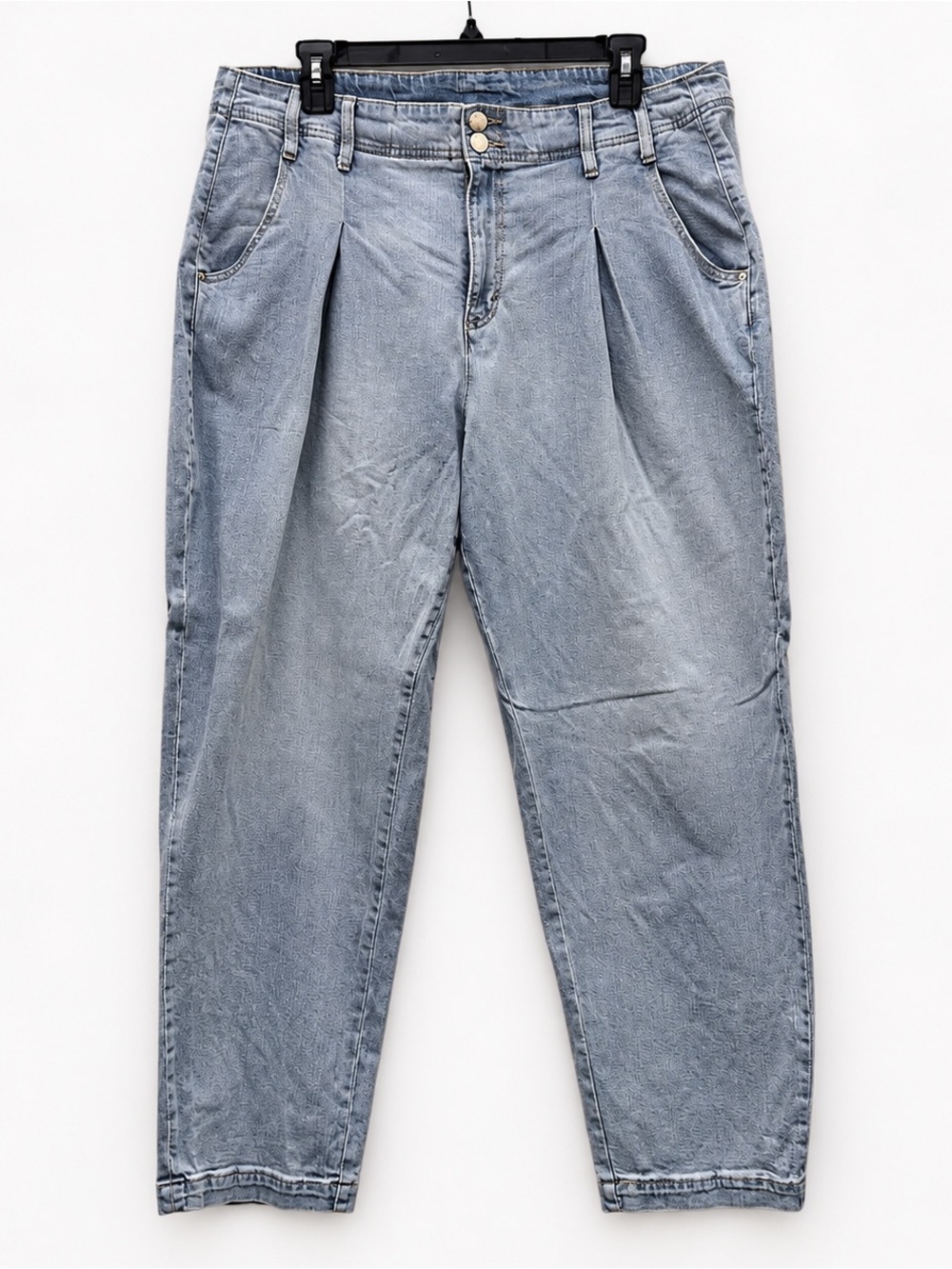 On 34th Light-Wash Pleated Tapered Jeans – Size 16W